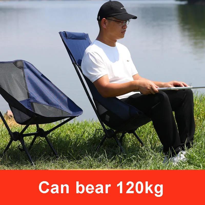 Portable Folding Chair with Backrest Outdoor Fishing Chair Camping Stool