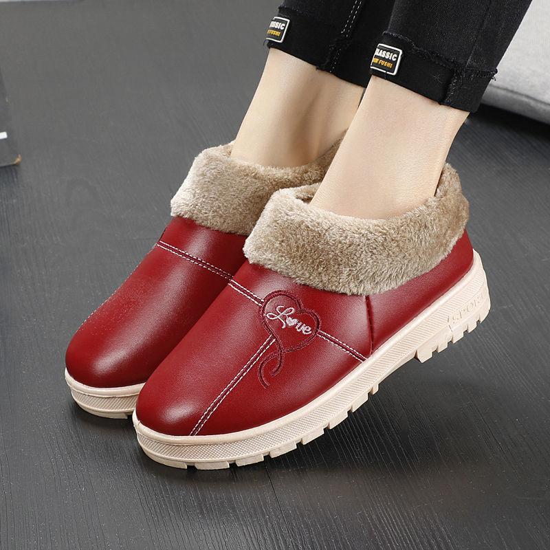 Winter Cotton Shoes Women's Shoes Home Non-slip Thick-soled Flat Shoes Warm and Waterproof Cotton Boots Plus Velvet Couple Cotton Boots