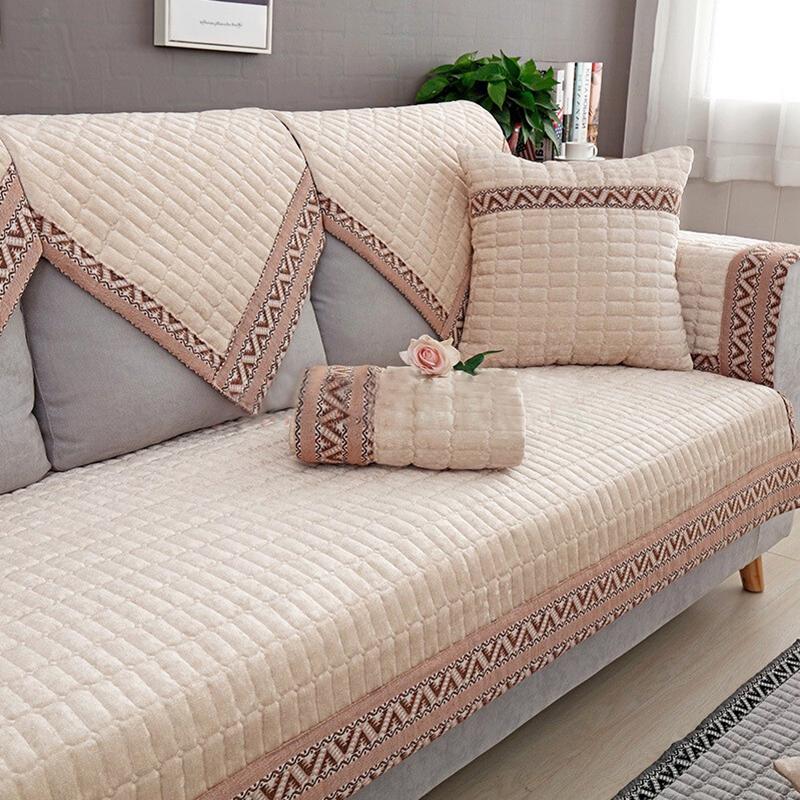 Sofa Covers Solid Color Classic Sofa Towel for Living Room Slip Resistant Slipcover Seat Couch Cover