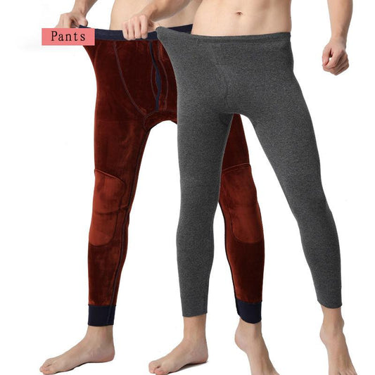 Men Winter Autumn Plus Velvet Thicken Thermal Underwear Pants Wearable Comfortable Versatile Soft Lining Spring Clothes Breathable Casual Trousers