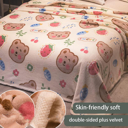 Winter Soft Blanket Winter Flannel Thin Bedspread Nordic Style Double-sided Plus Velvet Warm and Breathable Bed Sheets Napping Warm Blanket