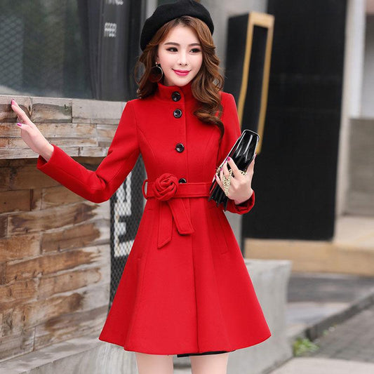 Woolen Coat Autumn Winter Large Size Woman's Clothing Long Sleeve Warm Jacket Large Size