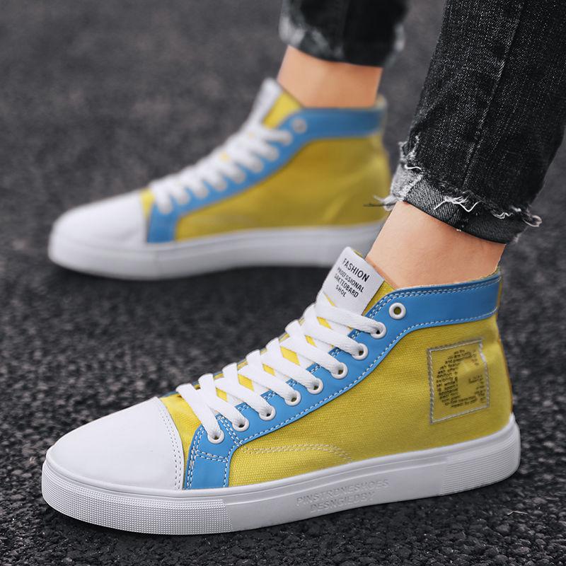 Large size sneakers high-top men's shoes sneakers wild casual canvas shoes men's trend