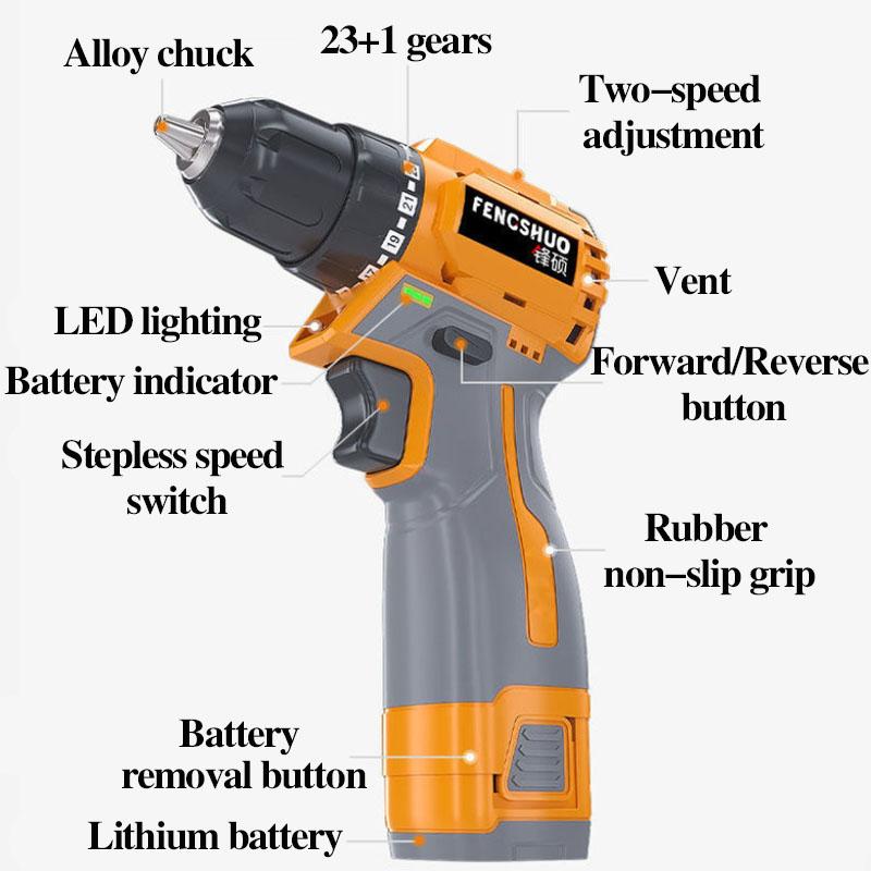 18V Luxury Home Luxury Electric Screwdriver Set High Endurance Cordless Drill with Tool Box