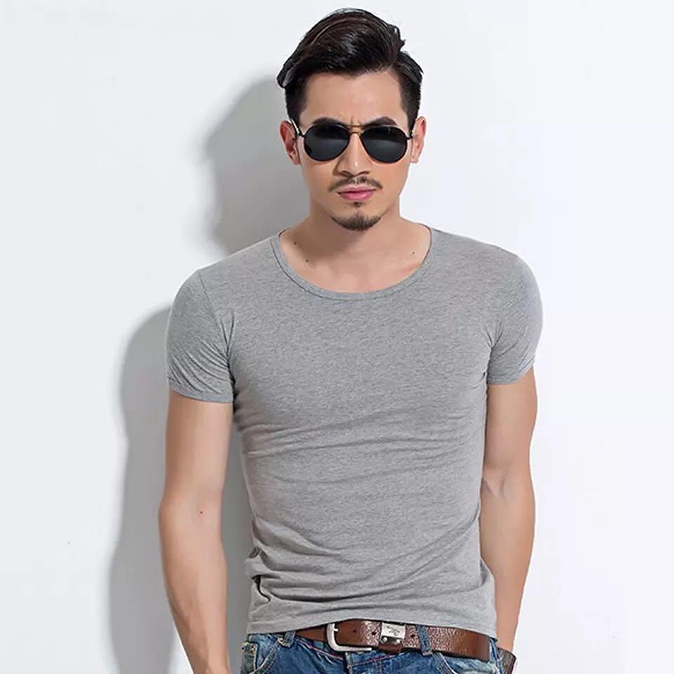 3 Pieces of Men's Summer Short-sleeved T-shirt Slim-fit T-shirt Black and White Solid Color Youth Slim Top Bottoming Shirt Half-sleeved