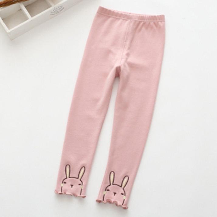 Girls' Leggings Children's Spring and Autumn Thin Rabbit Korean Cropped Trousers Stretch Pants Baby Outer Wear and Inner Wear