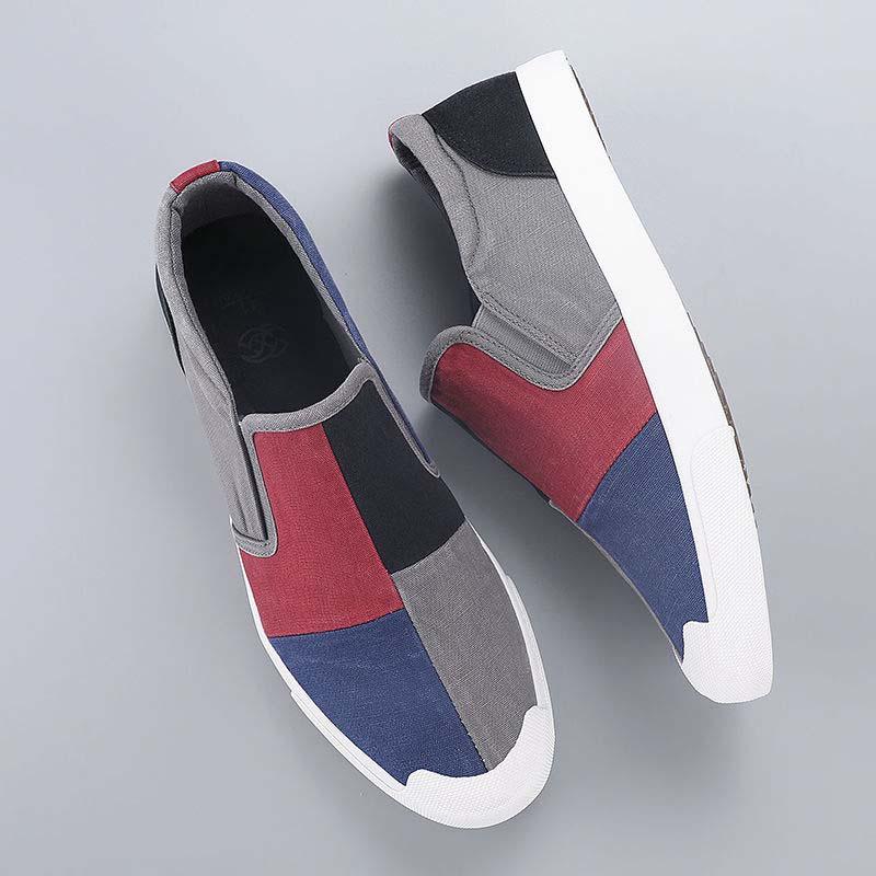 Plus Size 38-44 Summer Men Colorblock Canvas Sneakers Comfortable Running Basketball Shoes Breathable Shockproof Non-slip Shoes