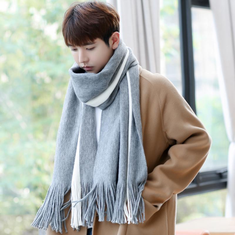 Scarves Scarf  Women's Knnitted Scarf Men's Winter Cashmere Couple Thick Wool Scarf Lovers Gift