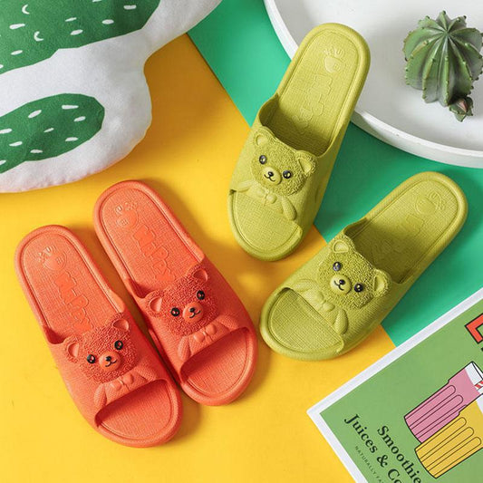 Women's Home Slippers Summer Indoor Bath Couple Bathroom Non-slip Unisex Sandals and Slippers Cute Bear Flip Flops