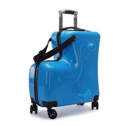 Children's Seated Wheeled Suitcase Seat Belt 20 Inch Sliding and Rolling Suitcase Boy Girl Travel Luggage Trunk