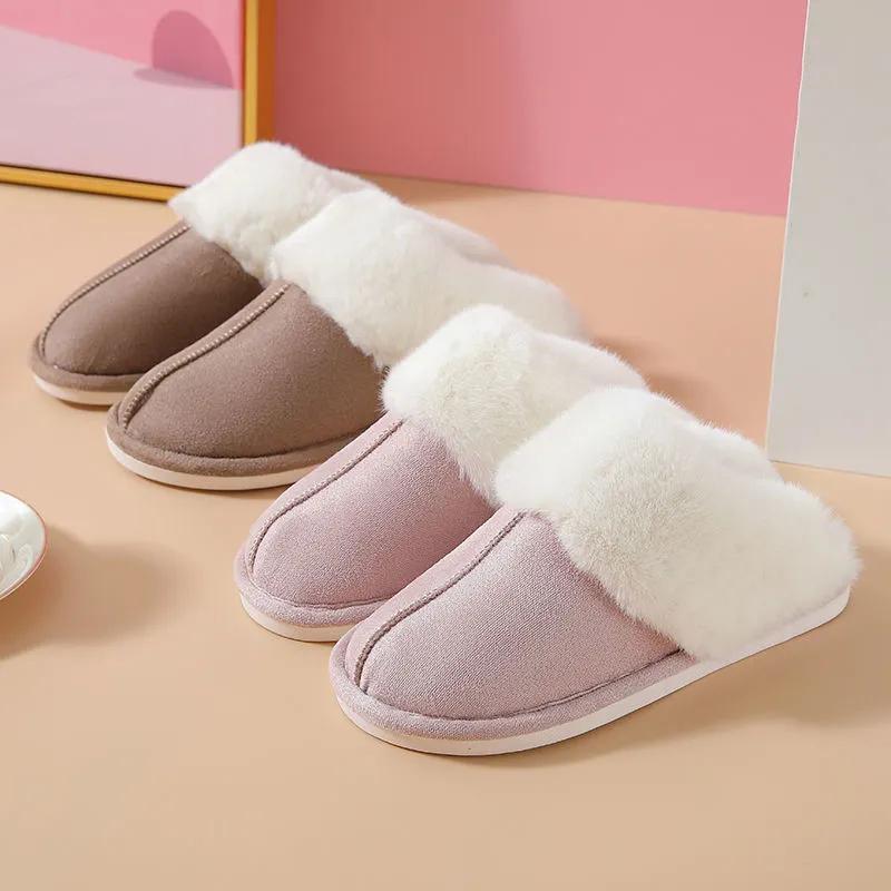 Plush Warm Home Flat Slippers Lightweight Soft Comfortable Winter Slippers Women's Cotton Shoes Indoor Plush Slippers