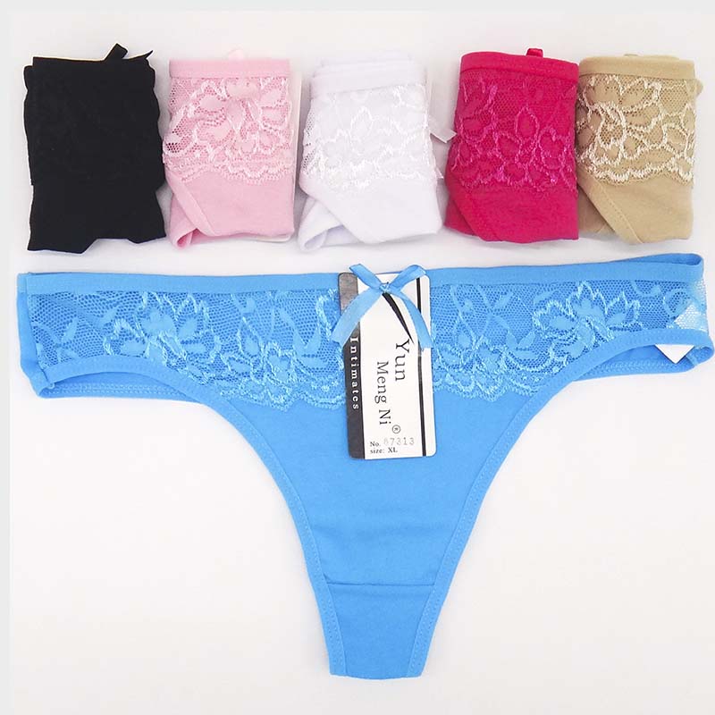 6 Pieces/set of Underwear Lace G String Underwear Female T Back Sexy Fashion Hollow Wide Belt Ladies Transparent Panties