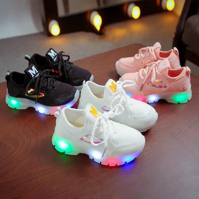 Size 21-30 Children LED Sneakers with Light Up Sole Baby Led Luminous Shoes for Girls /Glowing Lighted Shoes for Kids Boys