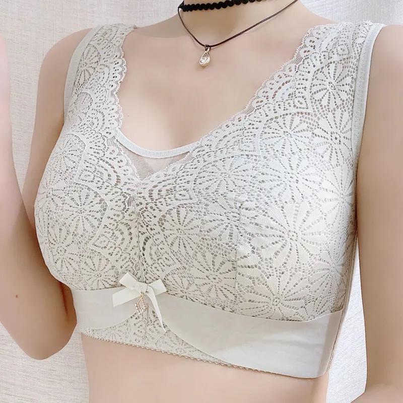 Thin Section Large Size No Steel Ring Underwear Women's Anti-sagging Breast Beauty Vest Bra Gathers Big Breasts and Shows Small Bras