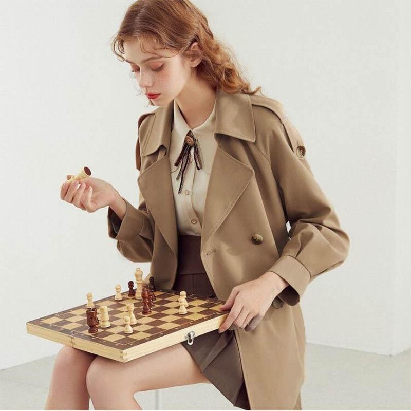 Lining Windbreaker Women's Mid-length Spring and Autumn New Coat All-match Loose Casual Thin Coat