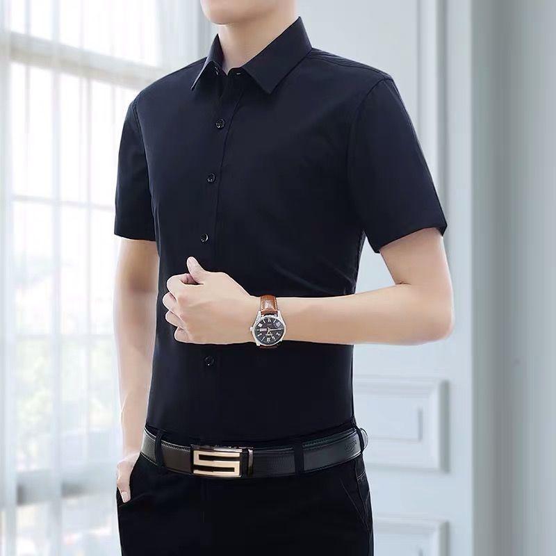 Four-piece Summer White Shirt Men's Short-sleeved Slim Thin Shirt Business Professional Formal Wear Overalls