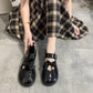 Lolita Leather Shoes Female British Matching Skirt Japanese Cute Shoes Mary Jane Single Shoes Shiny Leather Shoes Retro Style