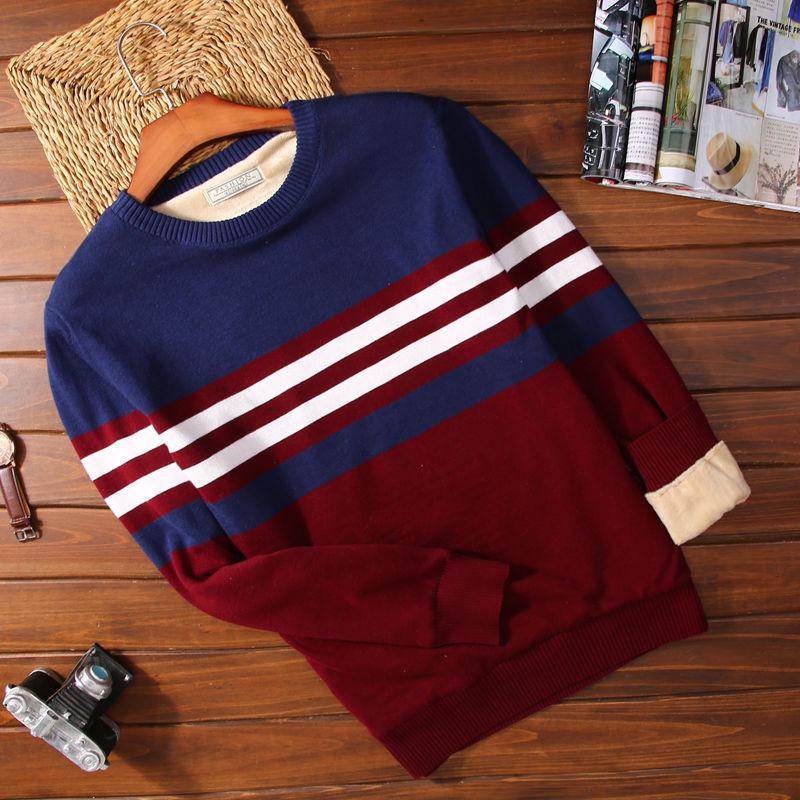 Sweater Mens Pullover Striped Slim Fit Jumpers Knitred Woolen Autumn Korean Style Casual Men Clothes