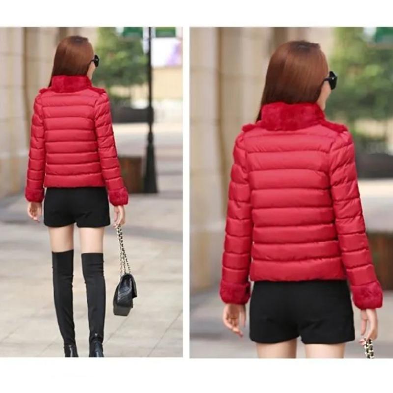 Women's Rabbit Fur Down Padded Jacket Short Cotton Down Jacket Winter All-match Warm Jacket Small Padded Jacket Women