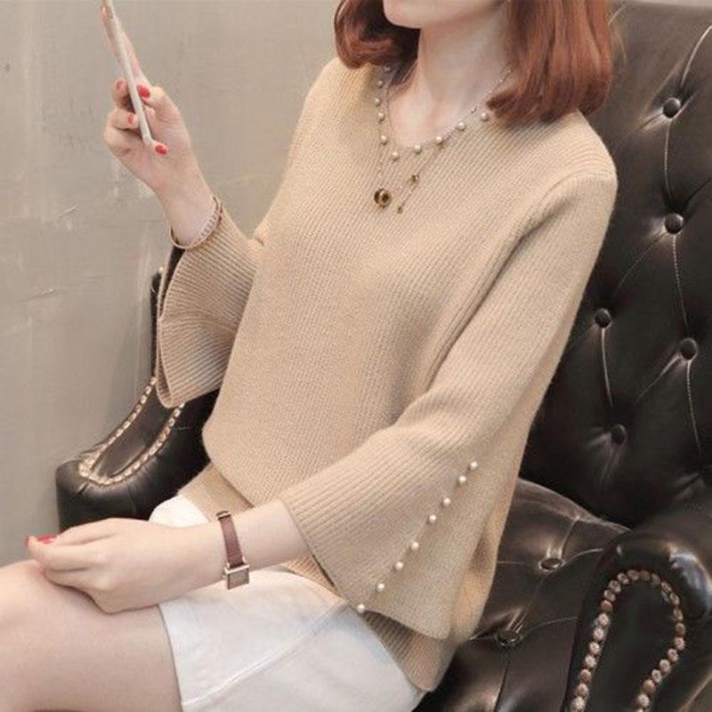 Sweater Pullovers Women's Cotton Blend Winter Autumn V-neckline Women Long Sleeve Jumper