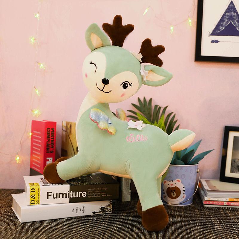 Cute Sika Deer Plush Doll Soft Angel Fawn Plush Toy Pillow Lovely Kids Birthday Gifts