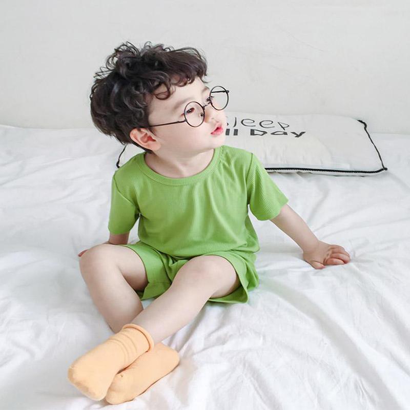 Children's Pajamas Set Ice Silk Short-sleeved Shorts Summer Thin Air-conditioned Clothing Boys and Girls Cold Home Service