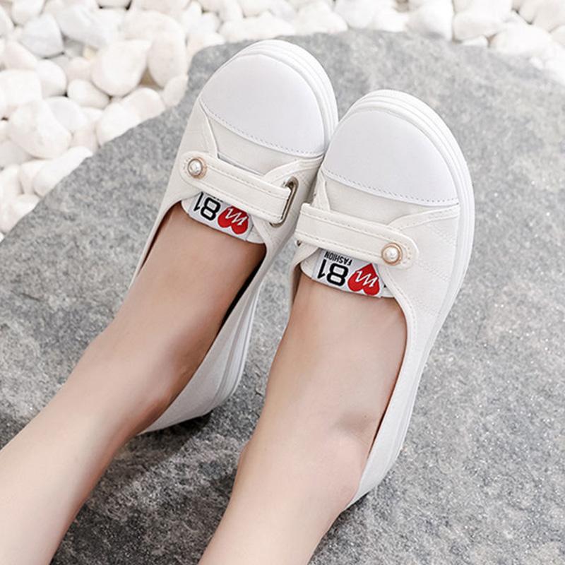 Canvas Shoes Female Students Korean Version of The Breathable White Shoes Low-cut Shallow Mouth Flat Casual Shoes A Pedal Female Net Shoes