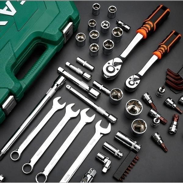 46 Pieces of Multifunctional Ratchet Wrench Socket Set Suitable for Car Bicycle and Motorcycle Repair Tools