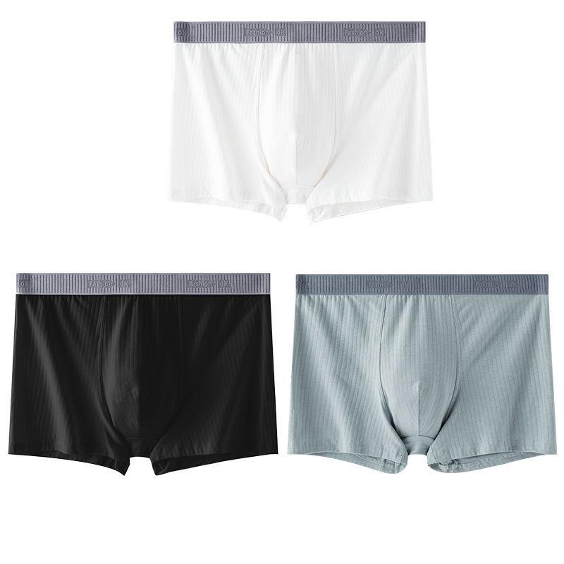 3-pack of Pure Cotton Men's Underwear Seamless Mid-waist Youth Trend Boxer Loose Plus Size Fat Guy Boxer