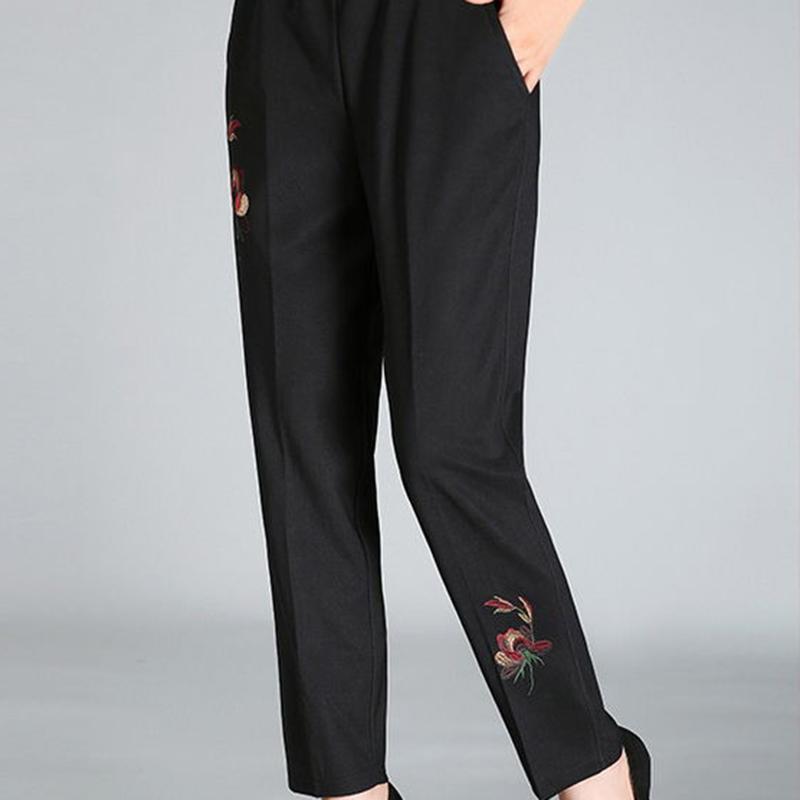 Middle-aged and Elderly Spring and Autumn Women's Pants Grandma High-waist Loose Straight-leg Pants Large Size Pants for The Elderly