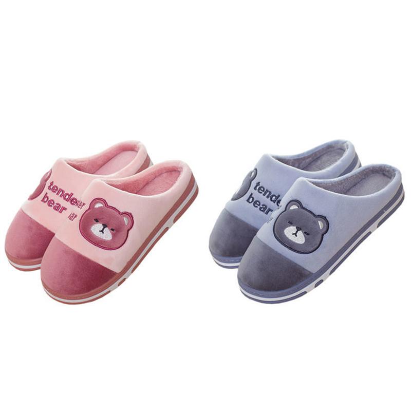 Thick-soled Non-slip Household Couple Slippers Warm Thick Plush Slippers Winter Unisex Indoor Cotton Slippers