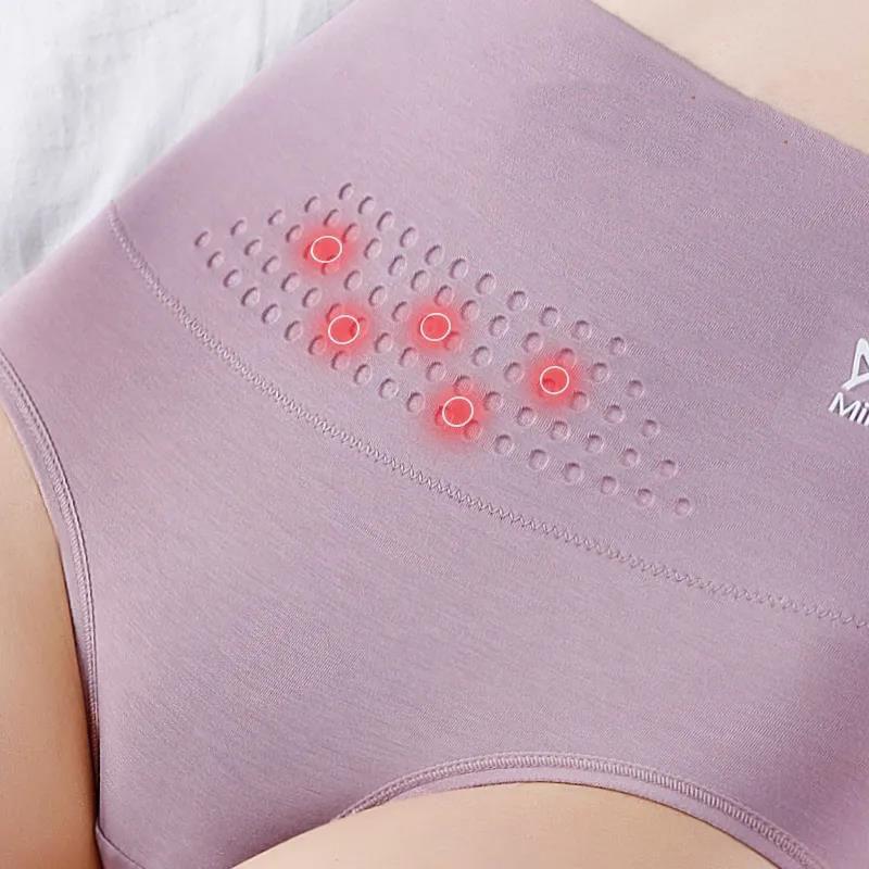 3-pack Women's High-waist Cotton Panties Graphene Antibacterial Bottom Crotch Thermal Underwear Postpartum Belly Shaping Briefs