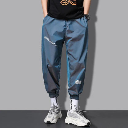 Spring and Summer Tie-foot Casual Pants Niche Hip-hop Reflective Trend Overalls Men's Nine-point Pants