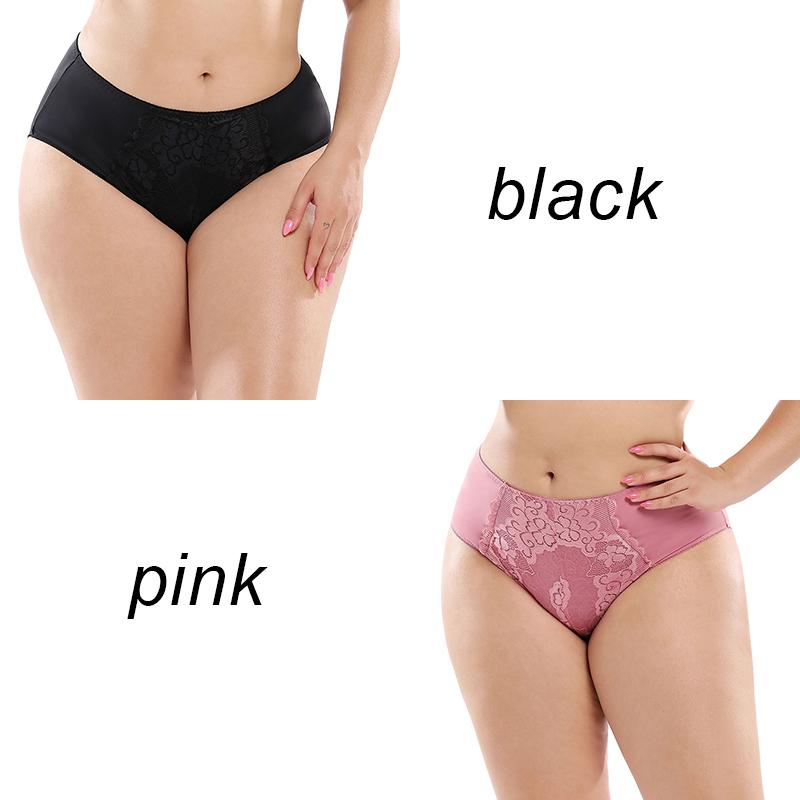 2PCS Plus Size Ladies Panties Sexy High Waist Briefs Fat Ladies Lace Panties L-5XL