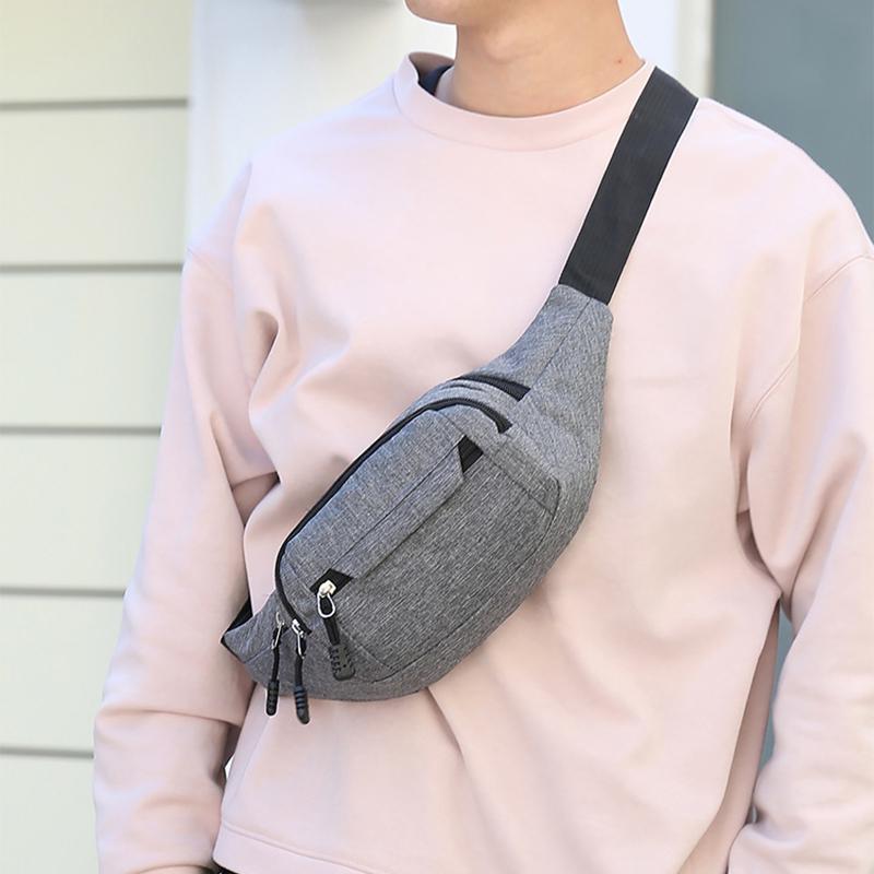 Unisex Cool Fanny Pack Canvas Shoulder Bag Chest Pouch Waist Pack Mobile Phone Belt Outdoor