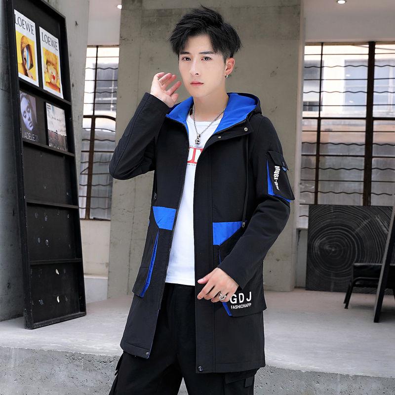 Casual jacket Large size Windbreaker Men's clothes Spring and Autumn Medium and long section