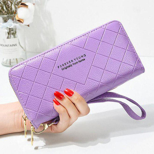 Double Zipper Women Wallets Lady Wristlet Handbags Purses Cards Holder Woman Long Wallet Coin Purse