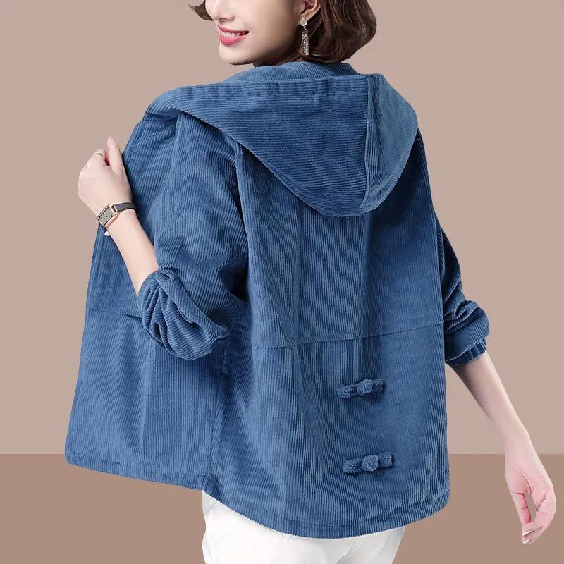 Short Coat Women's Spring and Autumn Large Size Casual All-match Corduroy Fabric Jacket