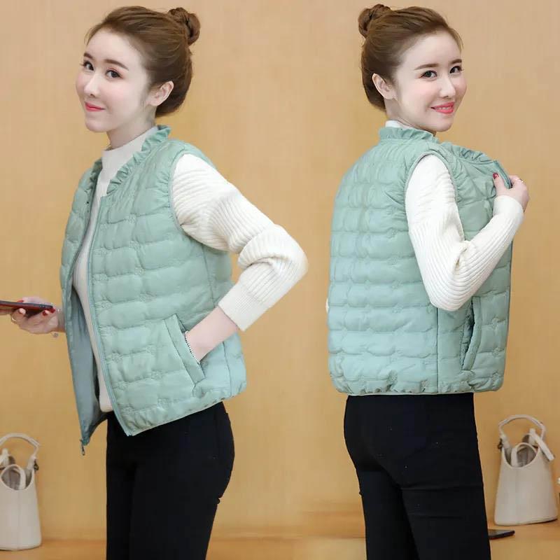 Women's Down Cotton Waistcoat Short Lightweight Thin Autumn and Winter Waistcoat Waistcoat Jacket