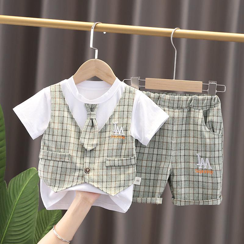 Boys Suits Blazers Clothes for Baby Wedding Formal Party Striped Baby Vest Shirt Pants Baby Kids Boy Outerwear Set 1-6 Years