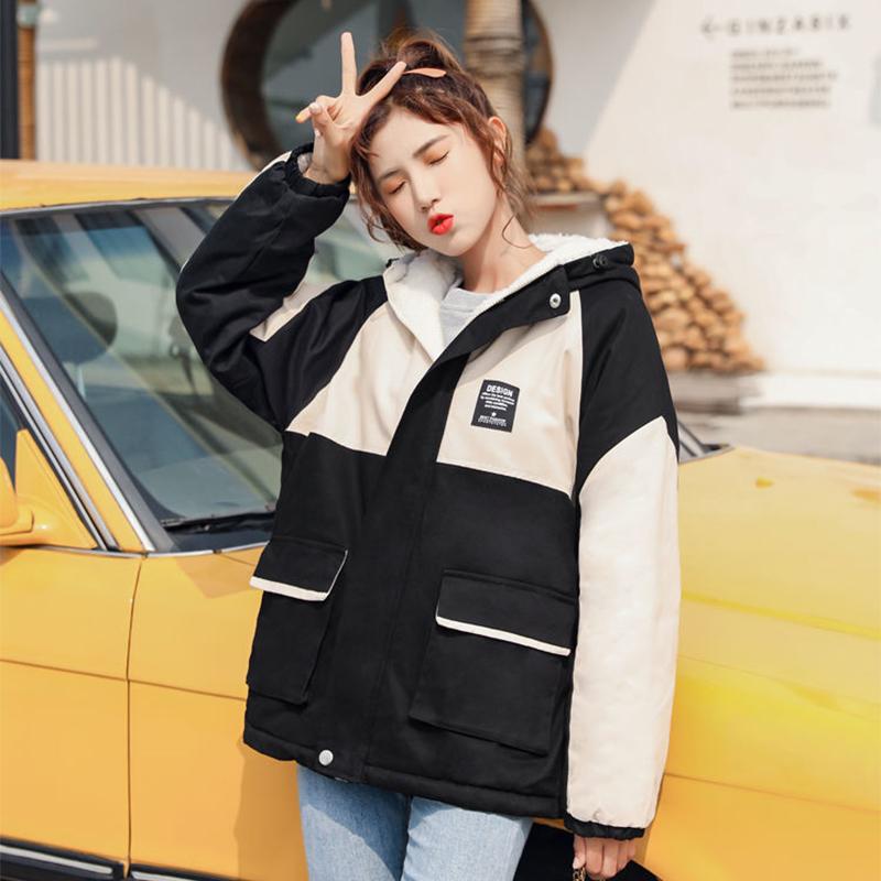 Fleece Tooling Jacket Female Autumn and Winter 2021 Students Korean Version Loose and Versatile Thickened Baseball Uniform