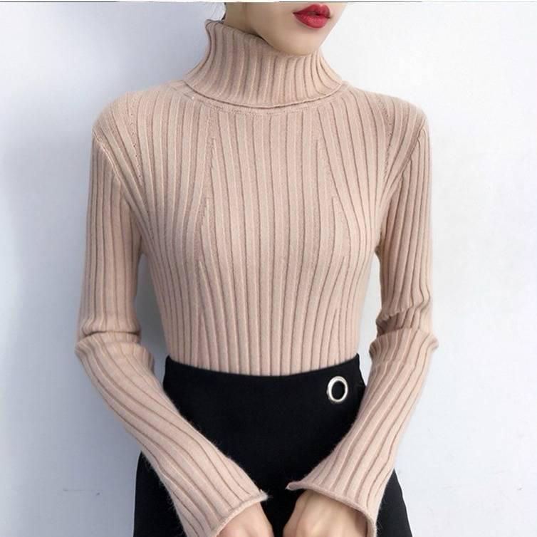 Autumn and winter turtleneck sweater women's knit bottoming shirt Slim inside long sleeves