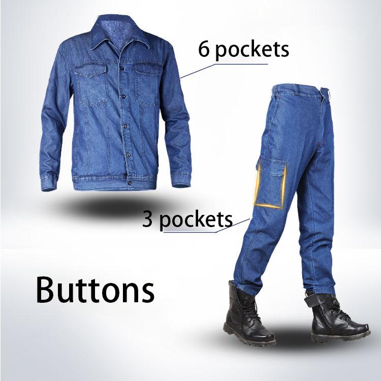 Summer Denim Overalls Suit Men's Thin Breathable Welder Overalls Anti-scalding Wear-resistant Welding Long-sleeved Labor Insurance Clothing