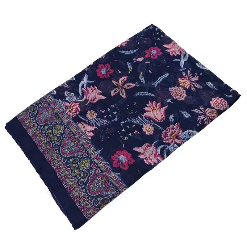 180*90 Huge Size Ethnic Style Warm Scarf for Women Autumn and Winter Print Shawl Scarf Cotton and Linen Sunscreen Silk Scarf Floral Thin Tulle Scarves