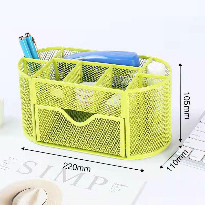 Multifunctional Iron Pen Holder Mesh Storage Box Mesh Hollow Pen Pot Makeup Brushes Storage Desk Pen Holder