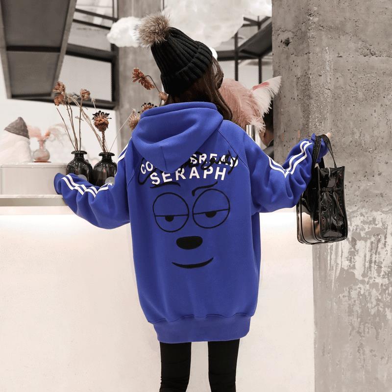 Sweatshirt wild large size long sleeve warm hooded top autumn and winter sweater cotton women's