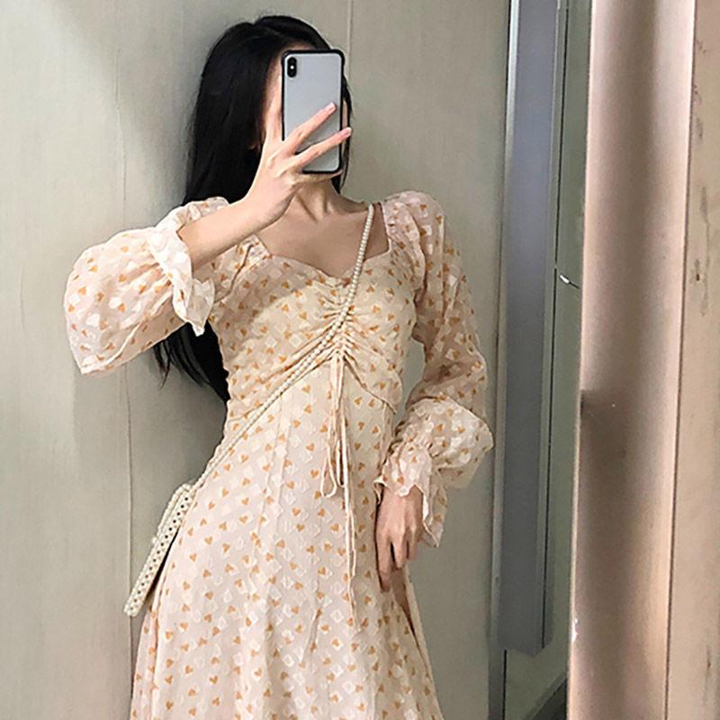 Women's Summer Retro French Elegant Light Ripe Super Fairy Design Sweet Long Sleeve Dress