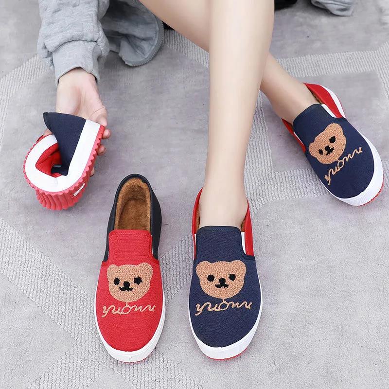 Autumn and Winter Plus Velvet Warm and Non-slip Women's Shoes Flat All-match Cotton Shoes