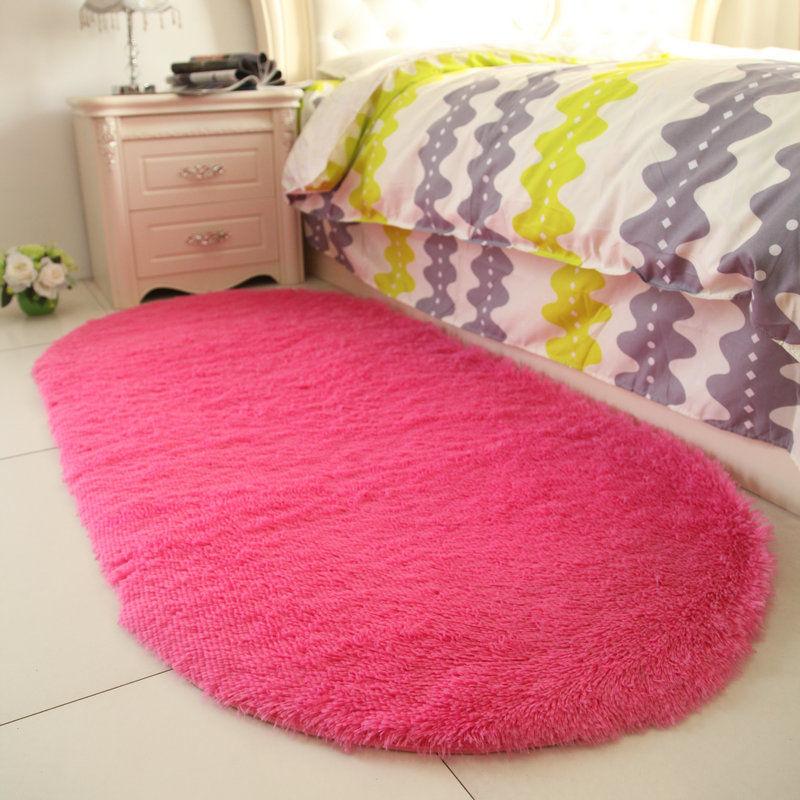 Bedside Carpet Oval Bedroom Bed Mats Under The Bed Living Room Full Room Cute Princess Wind Plush Mats