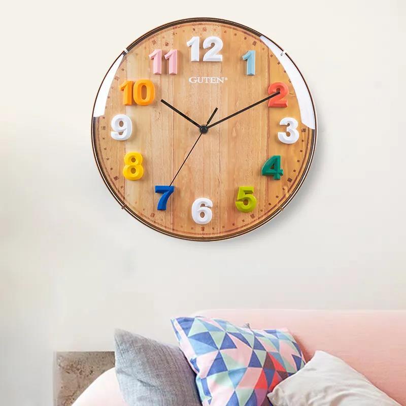 Three-dimensional Digital Children's Room Wall Clock Mute Bedroom Creative Art Clock Modern Minimalist Quartz Clock